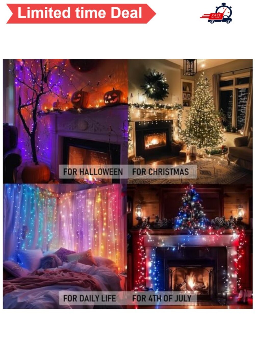 🎄 66FT Smart LED Color Changing String Lights Bluetooth App Remote IP44 - Picture 2 of 5